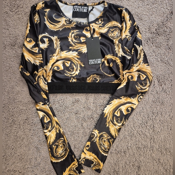 Versace Jeans Collection Tops - Versace Couture Collection Black and Gold Top